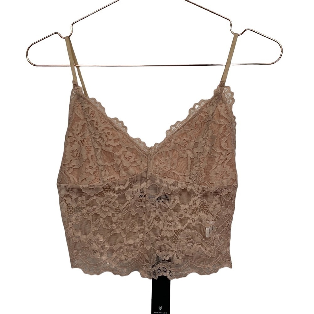 NEW LULUS LACE PINK ROSE BRALETTE size small